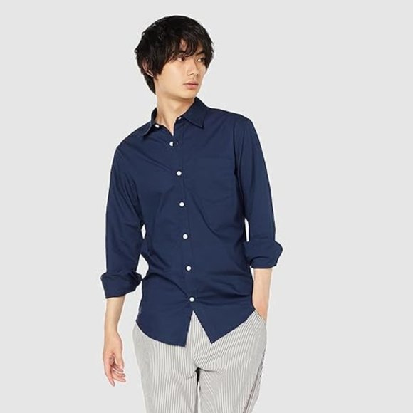 Amazon Essentials Men's Blue Regular-Fit Long-Sleeve Casual Poplin Shirt XL - Picture 1 of 7